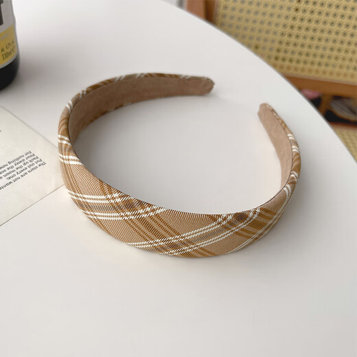 Morning Star Fabric Retro French Hairband Women's Wide-Brim Pressed Hair Anti-Slip Broken Hair Headband Hairpin Versatile Head Accessories Khaki Stripes