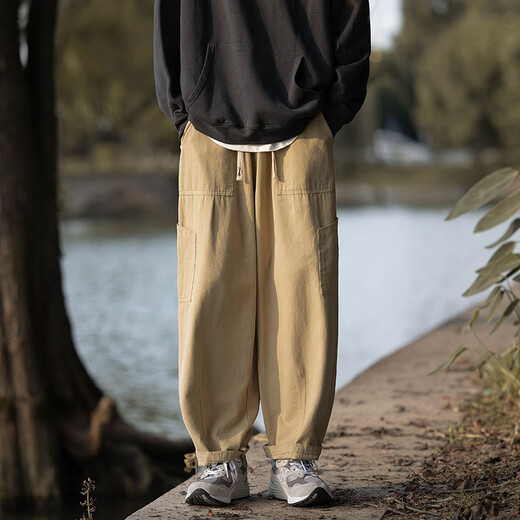 Dingfengbaoluo pantalon décontracté pour hommes et été pantalon de travail pant pantalon pantalon à tendance tendance pantalon polyvalent HK22374 Kaki xl