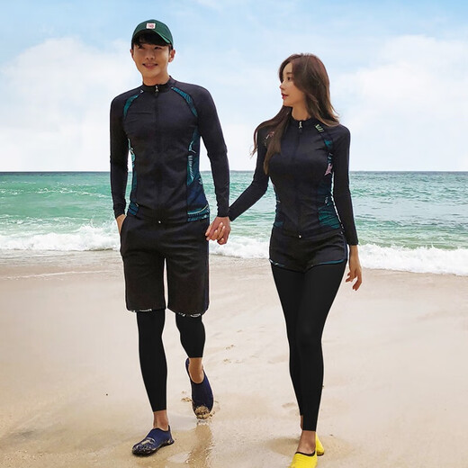 KEBO wetsuit conservative swimsuit Korean style new men's and women's zipper long-sleeved swimming quick-drying couple jellyfish suit snorkeling suit men's XL