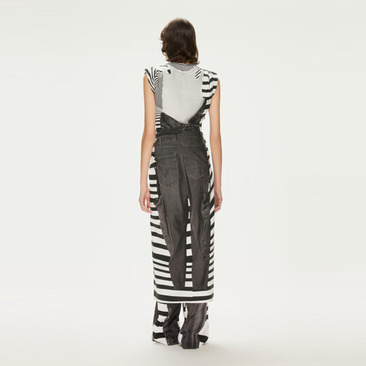
JNBY/Jiangnan Buddy Spring and Summer Dress Women's Design Elegant Print Long Sleeveless Temperament 5N5G13570 965/Black and White Strips/Grade M