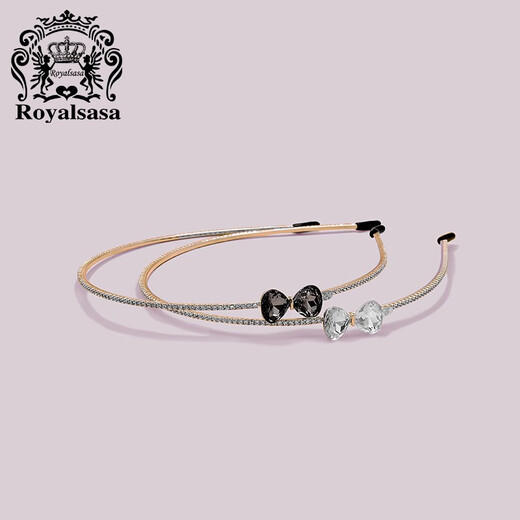 Royal sasa Royal salsa Korean bow sweet and thin headband simple metal headband pressed hairpin adult female headwear dark gray GA