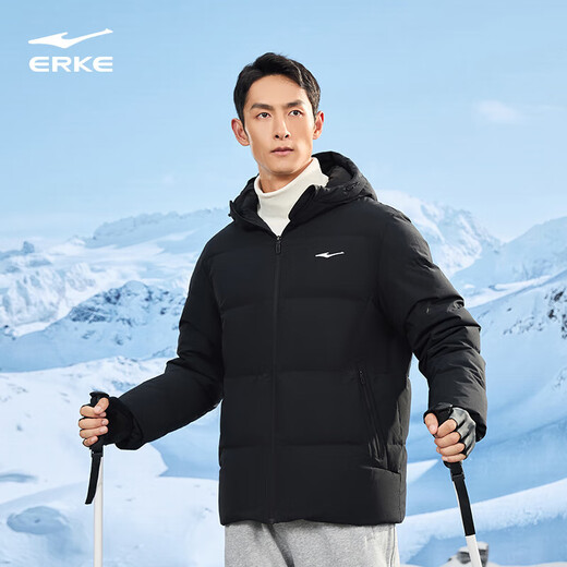 Hongxing Erke Down Jacket Men's Winter Thickened Warm Water-Repellent Technology Hooded Jacket Commuting Fashion Puff Bread Jacket Top