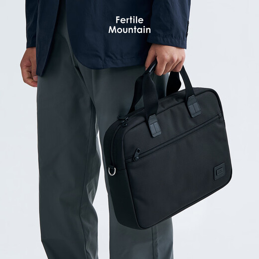 Liangshan briefcase men's business handbag large capacity legal commuting bag simple black ballistic nylon computer bag black without shoulder strap 15 inches