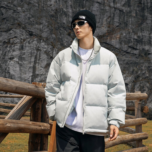 雪中飞羽绒服男冬季男士保暖外套羽绒袄子休闲服短款白鸭绒立领潮流外套 YZ-9221柠檬绿 XL (建议155-170斤)
