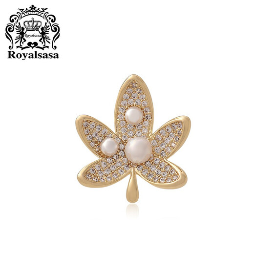 Royal Salsa Maple Leaf Brooch Elegant Female Corsage Trendy Suit Sweater Jacket Collar Pin Anti-exposure Accessories Gift