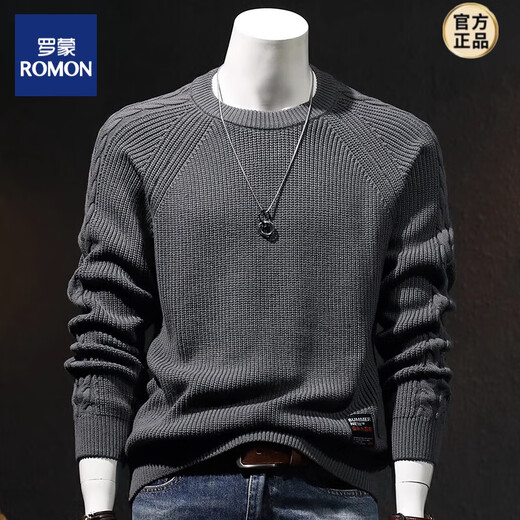 ROMON 2025 Autumn and Winter Round Neck Cotton Sweater Men's Autumn and Winter Warm Sweater Men's Thickened Winter Wool Clothes Retro Color M Recommended 110-120 Jin Jin equals 0.5 kg