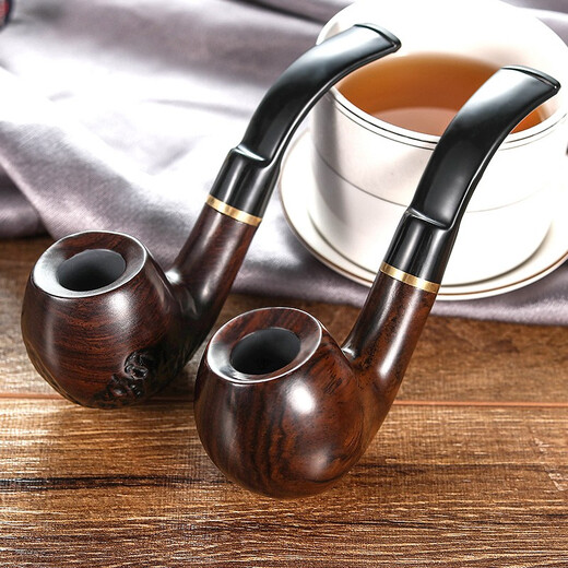 
ADOUS (ADOUS) ebony pipe handmade pipe vintage filter pipe bend 9mm filter element solid wood bucket gift 653 random carving