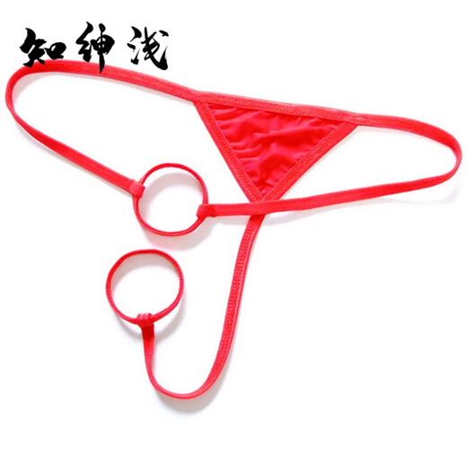 Una cuerda de ropa interior sexy para tanga masculina, un hilo doble círculo caracol seda sexy seda caliente ropa interior para hombres abiertos blancos