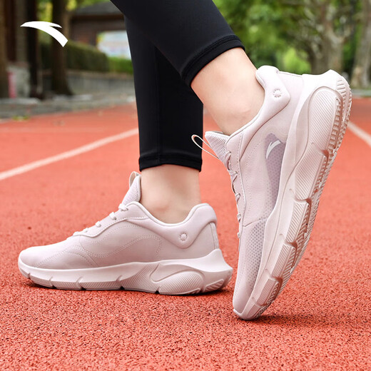 ANTA jump rope shoes women's running shoes spring new mesh breathable thick sole shock-absorbing fitness training casual sports shoes leather surface lotus root gray / taro purple 7701-5 37.5 (235mm)