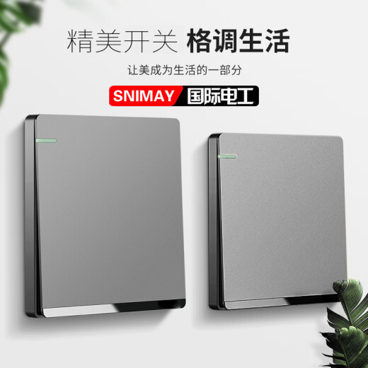 国际电工（SNIMAY）开关插座家用86型太空灰五孔二三插usb面板 五孔插座
