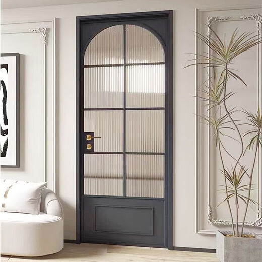 勤凯法式复古厕所门推拉门合金极窄边滑门玻璃门隔断移门卫生间厨房门 法式复古单包厕所门 珐琅白