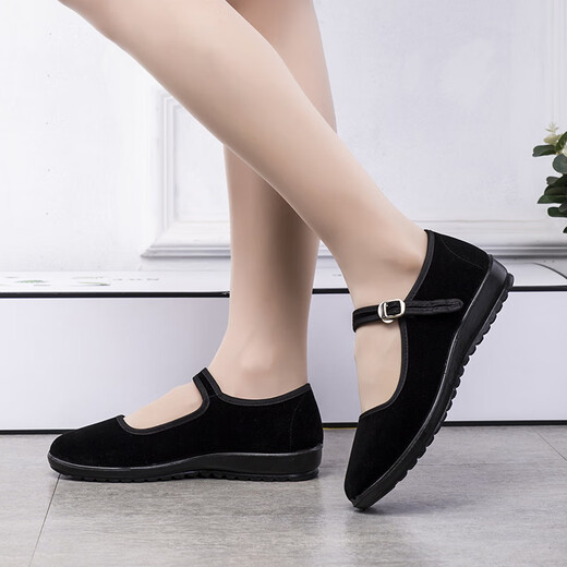 Iqgd alte Peking-Stoffschuhe für Frauen lässige Tanz Flat Schuhe Hotel Mutterschuhe tragen resistente atmungsaktive 024 schwarz 38
