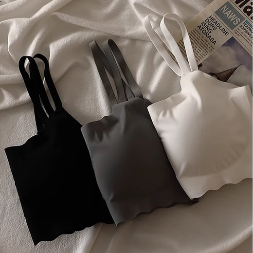 
Miaoyi Jia Bing Silk Underwear Women's Wireless Bra Bra Summer Thin Style Junior High School Underwear Girls Showing Small Breasted Chest in Summer Solid Color Wavy Ed Silk Underwear [White + Gray] 2 strips M [85-110Jin [Jin equals 0.5 kg]]