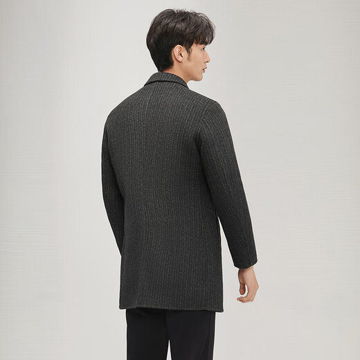 Qipai wool-containing herringbone wool coat men's removable down liner double-sided woolen warm thick coat