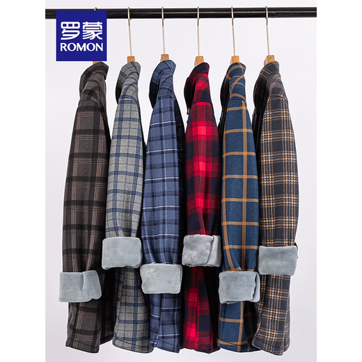 Romon [Fleece-Added warm] Herren Fleece Work Shirt 2025 Winter neuer Stil mittleren und älteren Langarm-Hemds Daddy Anzug 1xm21/BN08-9903 [Fleece-Added-Dicked] 3XL