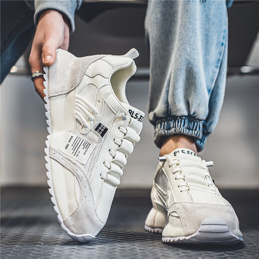 Mvpboy Laufschuhe Herren neuer Frühling Vielseitige Gelegenheitssportschuhe Herrenbeutel Vaters Schuhe atmungsable Mesh Schuhe Herrenschuhe Sonnenschein C681 White 42