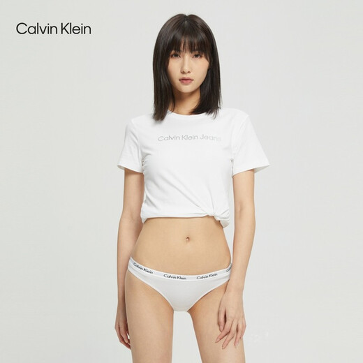
Calvin Klein underwear women's loop jacquard waist ck comfortable cotton breathable sexy bikini briefs women D1618D 100-Moonlight white 1 strip XS