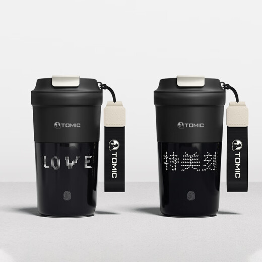 TOMIC Intelligent Display Thermos Water Cup High-Looking Coffee Cup Office Couple Tea Cup Personalized Birthday Gift Black 380ml