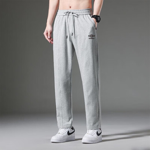 Umbro Spring and Autumn Pure Cotton Pants Men's Loose Large Size Straight Pants Solid Color Running Sport Pants Fashion Men 52 Wine Red Straight XL Recommended 130-145 Jin [Jin equals 0.5 kg]