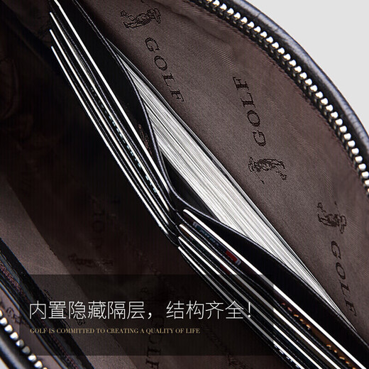 Golf (GOLF) top layer cowhide men's handbag multiple card handbags crocodile pattern large capacity envelope hand grab bag and give boyfriend gift