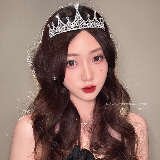 Bridal Crown Headdress New Wedding Dress Accessories Eighteenth Birthday Wedding Crown Headband Hair Accessories Silver Sapphire Crystal