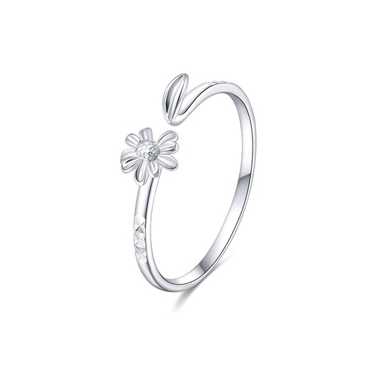 Mengjinyuan Platinum Ring PT950 Love Daisy Ring Platinum Open Finger Ring for Girlfriend, About 1.6g