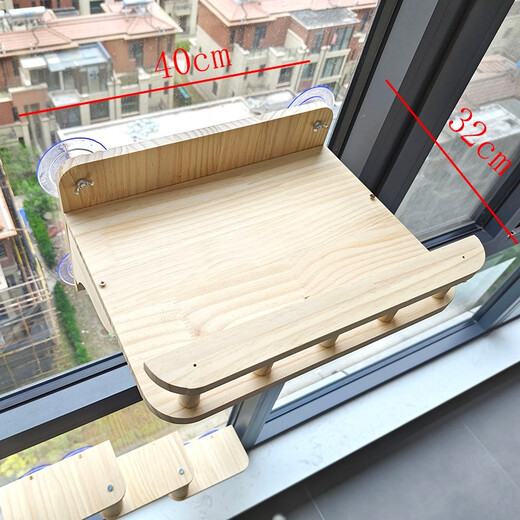 吸盘猫墙壁挂式免打孔玻璃猫爬架吊床实木猫窝豪华大型梯子太空舱猫抓板耐磨耐抓磨爪猫玩具上墙家具 小跳台