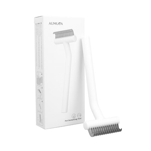 Aumuca pet deknotting comb for cats and dogs, depilation comb for long-haired cats and dogs, special deknotting comb for cats and dogs, cat hair cleaner, thinning comb, classic white (universal for cats and dogs)