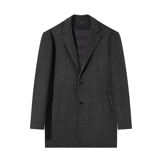 Qipai wool-containing herringbone wool coat men's removable down liner double-sided woolen warm thick coat