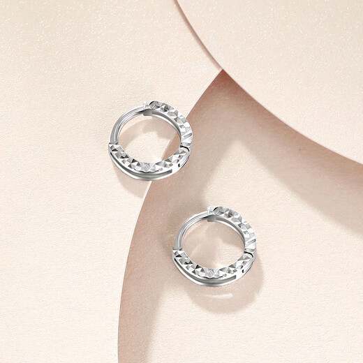 Safir platinum earrings for women PT950 round engraved platinum earrings, earrings, simple birthday gifts, about 1.10 grams