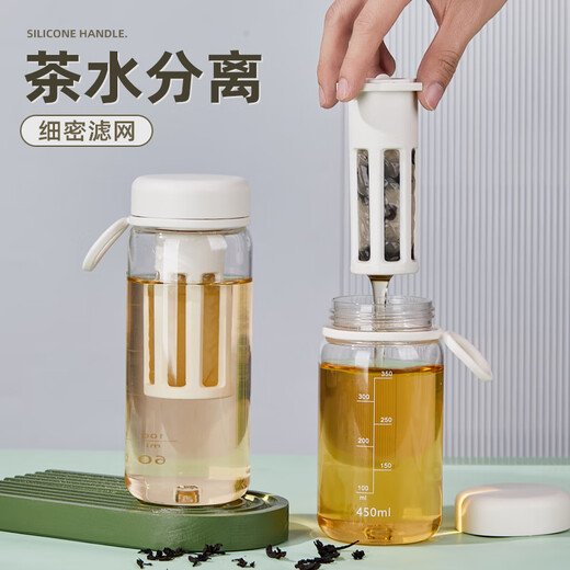 Private high-quality water cup for girls, tea and water separation, cold brew tea cup, high temperature resistant with scale, students' transparent cold brew water cup, summer