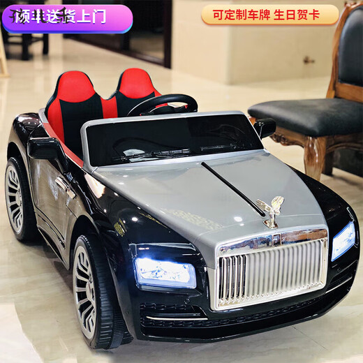 The baby's good-looking Rolls-Royce electric car for babies and children can sit in a four-wheel drive car for adults, men, women and children with remote control and can be driven. Painted white + leather seat + remote control + Bluetooth + full function