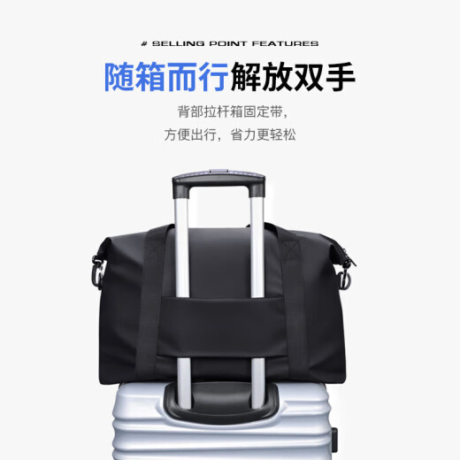 POLO旅行包男士行李包女士行李袋手提包中性休闲运动大容量健身包黑色