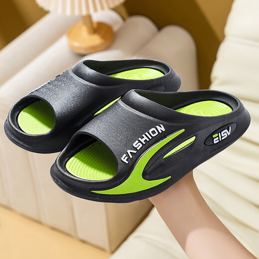 Weiji children's slippers for boys and girls for indoor and outdoor use 2023 new non-slip bathroom bathing parent-child slippers for boys 8933-black green 36/37 size (suitable for sizes 35-36)