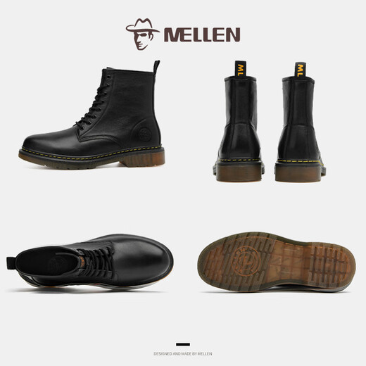 Minglang Mellen-Männerstiefel Neue britische Stil Retro bequemer lässiges High-Top-Herrenschuhe im Freien im Freien Anti-Rutsch-Dickdicke Martin Boots Black 42
