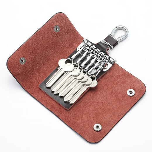 MAIWEINI key bag for men's real leather waist hanging keychain for home large capacity women's fashion Korean multi-function car lock key bag black [6 key positions]