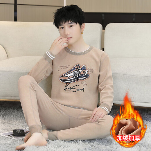 
Boys thermal underwear suit junior high school students plus velvet thickened cotton sweater teenagers winter autumn clothes and autumn pants 683 blue (top + pants) plus velvet thickened 175 2XL 110-135Jin [Jin equals 0.5 kg]