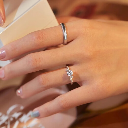 MZMZ Platinum Meteor Couple Ring pt950 Platinum Knot Engagement Fashion Diamond Ring Valentine's Day Birthday Gift for Girlfriend Light Luxury Galaxy Men's Ring