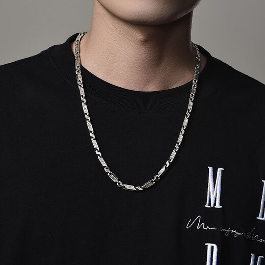 Mingyang Decoration Sea 925 sterling silver auspicious cloud pattern keel pattern necklace men's strong chain retro high-end personality solid chain sweater chain chain length 60CM