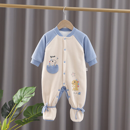 婴儿冬款连体衣夹棉冬装外套秋冬季连脚棉服新生衣服冬天棉衣薄棉 S350轻软薄棉黄色 73cm 6-10个月宝宝