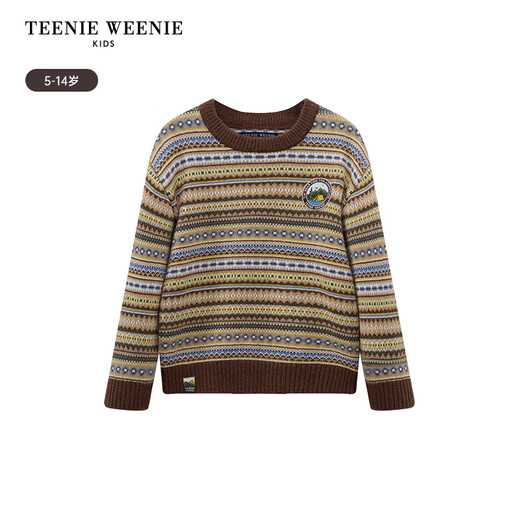 Teenie Weenie Kids Bären Kinderkleidung 24 Herbst- und Winterjungen farbenfrohe gestreifte Jacquard Pullover Pullover Pullover Brown 130 cm