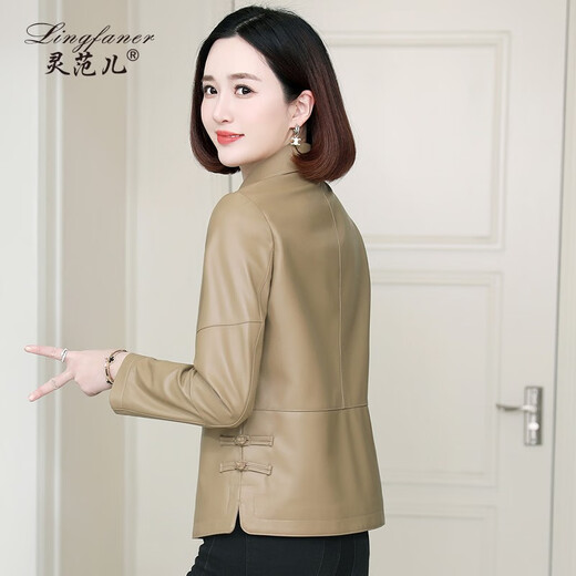 Lingfan HaINing Leder Jacke für Frauen im Herbst neue lässige kleine Schaffelljacke Kurzes schwarzes XL