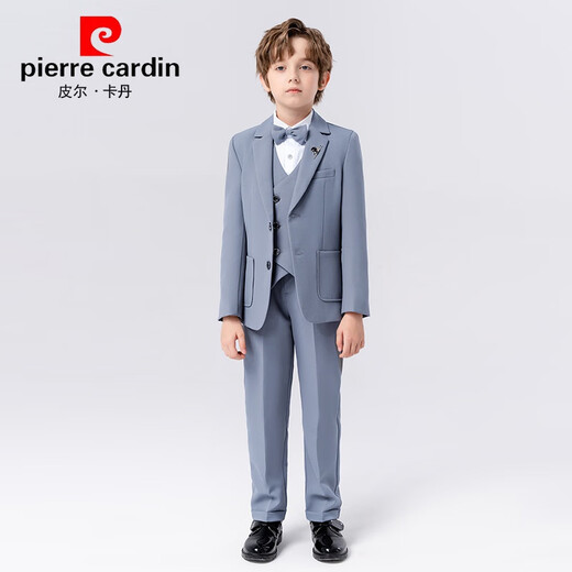 
Pierre cardin children's dress handsome boy British gentleman style suit small children's suit piano hosting performance suit gray 6-piece set (shirt + jacket + vest + trousers + 150cm, recommended weight 68-79 Jin [Jin equals 0.5 kg]