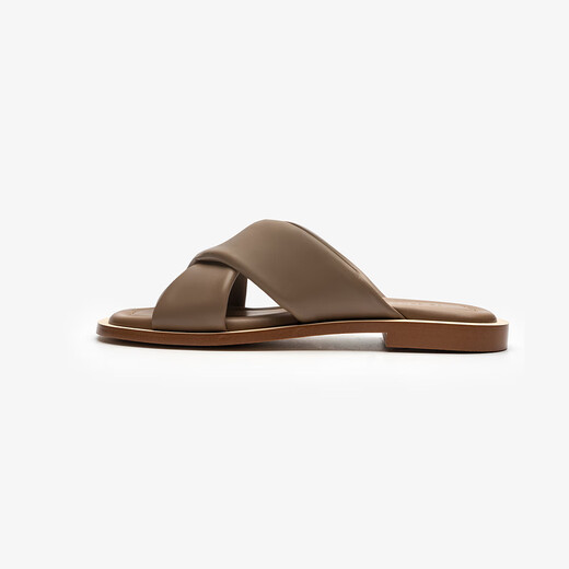 Lairsdan Sommer neuer Stil stilvoller lässiger, bequem bequemer flacher Ferse Flip Flops Sandalen außerhalb der Frauenschuhe 12801 Braun grau TPK 37