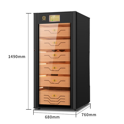 Bulldog cigar cabinet, constant temperature and humidity control, eggplant cultivation, ammonia removal, variable frequency compressor, moisturizing, red wine cabinet, imported cedar wood solid wood cloth dog fingerprint lock WiFi box, naked breeding VC428, fourth generation plus with fingerprint password lock WiFi, black 2200 pieces