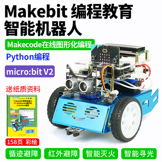 Programación CREATBLOCK Microbit V2 Control remoto Robot Robot gráfico Smart Car Python Education C Paquete: A+ Kit de inicio Purple sin placa base Microbit