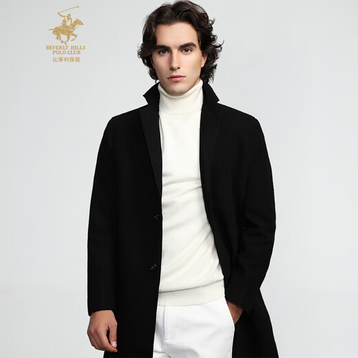 Bivalli Paul autumn and winter mid-length coat men's trend Korean version men's warm wool jacket black 52