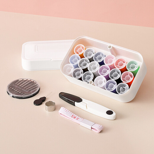 Banzheni Sewing Box Home Sewing Kit Portable Handmade Needle and Thread Large Student Sewing Artifact Sewing Tool Sewing Needle Thick Thread Wedding Storage Box White 24-piece Set