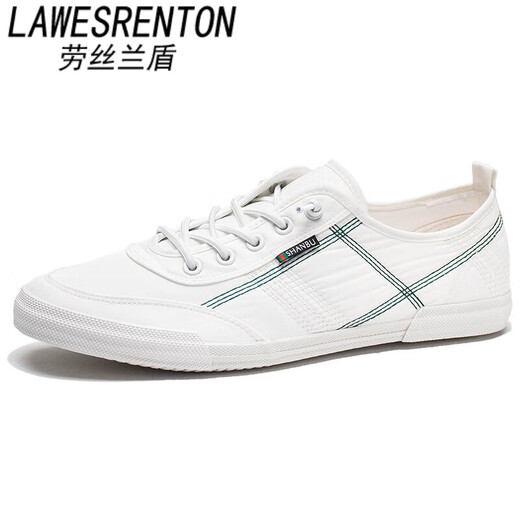 LAWESRENTON brand canvas shoes men's 2025 summer new flat-soled lightweight men's odor-proof casual shoes trendy old Beijing cloth white 44