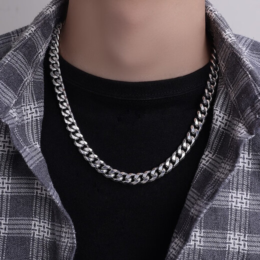 Mansheng Cuban necklace men's thick style trendy brand versatile high-end titanium steel necklace American fitness boys' clavicle chain accessories necklace